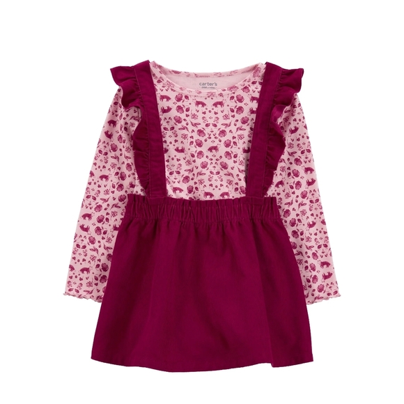 Carter's Child of mine Toddler 2pc Dress, 2T, Pink And Wine Skirt - Picture 1 of 7